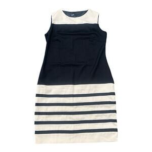 Vesade New York Striped Knee Length Dress in Black/Beige, Size 8